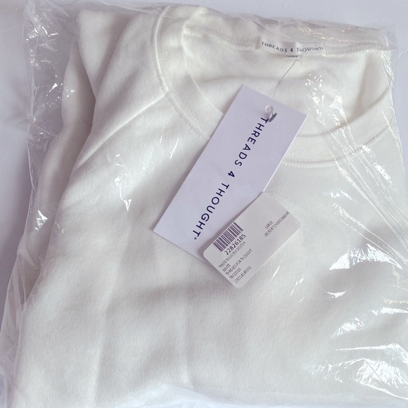 Threads 4 Thought Triblend White Long Sleeve Raglan Sweatshirt, Size L, NWT - Picture 7 of 9